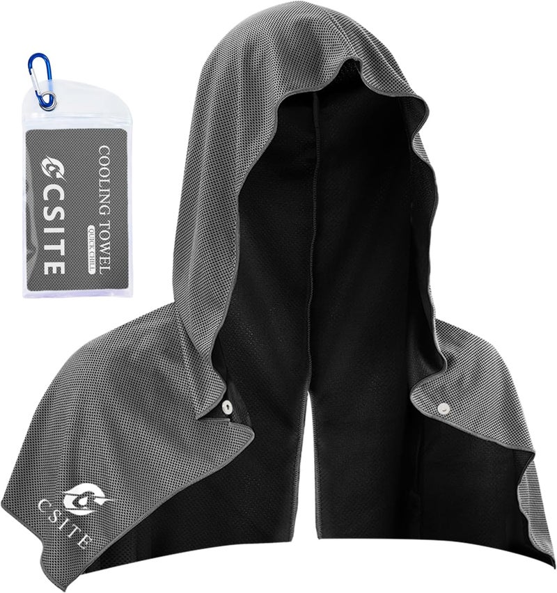 CASITE Cooling Hoodie Towels, Instant Cooling Towels for Neck and Face, UPF 50 Sun Protection, Ice Towel for Hot Weather, Head Towel for Sports, Camping, Cycling & More Activities - Image 1